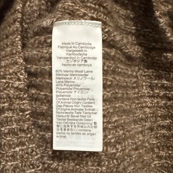 J Crew Rugged Merino Wool Heavyweight Cowl Neck Shawl Cardigan Sweater Brown-M - Picture 10 of 12